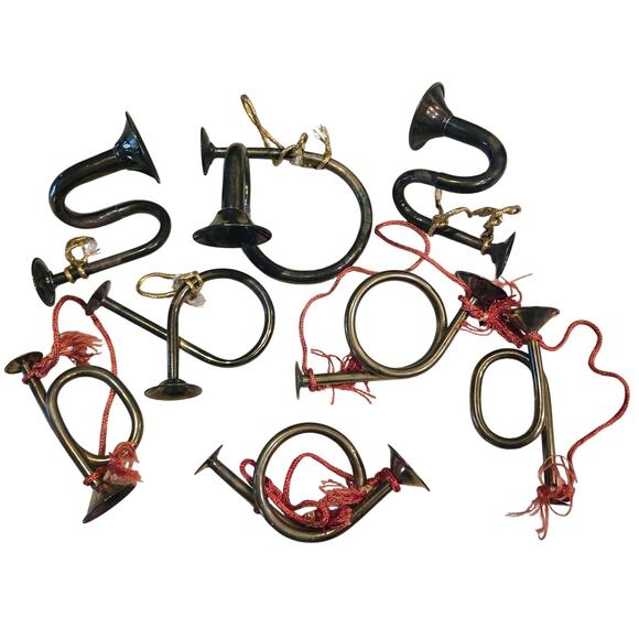 8-Vintage Decorative Miniature Christmas Brass Instruments Bugle, Tuba, etc - Picture 2 of 4